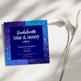 Blue Glitter Weekend Bachelorette Party Invitation 招待状