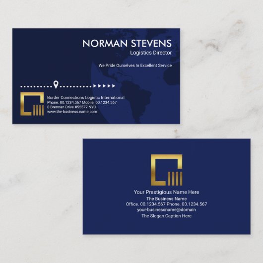 Blue Globe Earth位置指示ロジスティクス 名刺 (正面/裏面)