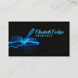 Blue Glow of Wisdom: Pen and Book in Darkness 名刺