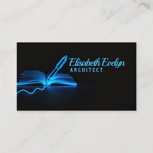 Blue Glow of Wisdom: Pen and Book in Darkness 名刺 (正面)