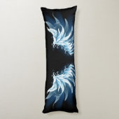 Blue Glowing Angel Wings on black background ボディピロー (裏面 (縦))