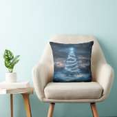 Blue Glowing Winter Night Christmas Tree クッション (椅子)