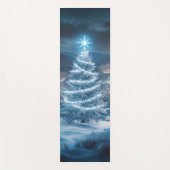 Blue Glowing Winter Night Christmas Tree ヨガマット (正面)