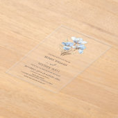Blue Gold 3D Flowers  アクリル招待状 (レイダウン)