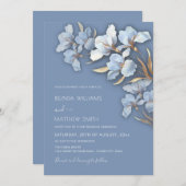 Blue Gold 3D Flowers  招待状 (正面/裏面)