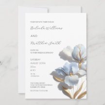 Blue Gold 3D Flowers White
