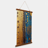 Blue Gold Abstract Botanical Textured Art 吊り下げ型タペストリー (傾斜あり)