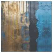 Blue Gold Abstract Seamless Pattern Fabric ファブリック (クローズアップ)