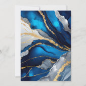 Blue Gold Agate Marble Glitter Wedding 招待状 (裏面)