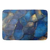 Blue Gold Agate Mosaic Luxury Cobalt Stone  バスマット (正面)