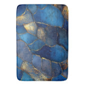 Blue Gold Agate Mosaic Luxury Cobalt Stone  バスマット (正面縦)