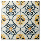 Blue, Gold and Off White Ceramic Tile タイル (正面)