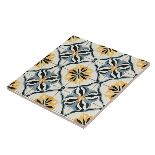 Blue, Gold and Off White Ceramic Tile タイル (側面)