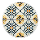 Blue Gold  and Off White Pattern  セラミックノブ (正面)