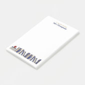 Blue Gold Apple Bookshelf Personalized Teacher ポストイット (アングル)