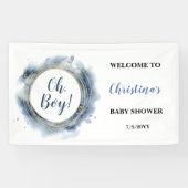  Blue Gold Baby Shower Oh boy Welcome  横断幕 (横)