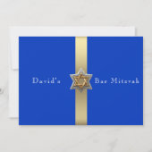 Blue & Gold  Bar Mitzvah Star of David 招待状 (正面)