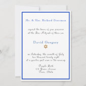 Blue & Gold  Bar Mitzvah Star of David 招待状 (裏面)