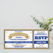 Blue & Gold Baseball Allstar Ticket Birthday 招待状 (スタンド正面)