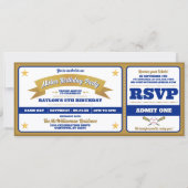 Blue & Gold Baseball Allstar Ticket Birthday 招待状 (正面)