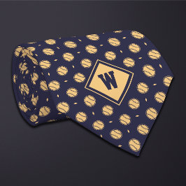 Blue Gold Baseball Icon Necktie ネクタイ