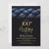 Blue Gold Braid 100th Birthday Party 招待状 (正面)