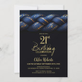 Blue Gold Braid 21st Birthday Party 招待状 (正面)