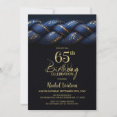 Blue Gold Braid 65th Birthday Party 招待状 (正面)