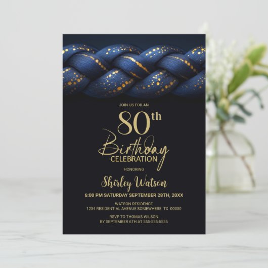 Blue Gold Braid 80th Birthday Party 招待状 (スタンド正面)
