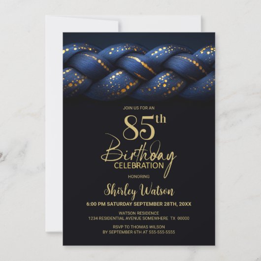 Blue Gold Braid 85th Birthday Party 招待状 (正面)