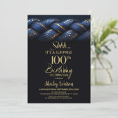 Blue Gold Braid Surprise 100th Birthday Party 招待状 (スタンド正面)