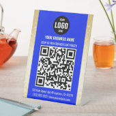 Blue & Gold Business QR Code Pedestal Sign 台座サイン (インサイチュ)