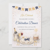 Blue Gold Celebration Night Invitation 招待状 (正面)