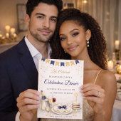 Blue Gold Celebration Night Invitation 招待状