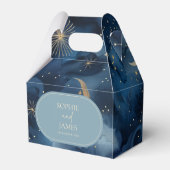 Blue Gold Celestial Elegant Starry Sky Wedding フェイバーボックス (裏面サイド)