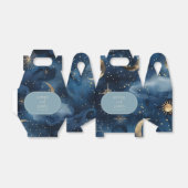 Blue Gold Celestial Elegant Starry Sky Wedding フェイバーボックス (折り畳みなし)
