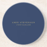 Blue Gold Colors Professional Classical Plain コースター<br><div class="desc">Represent yourself with this modern,  elegant design. This template can be customized to meet all professional occupations.</div>
