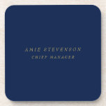 Blue Gold Colors Professional Classical Plain コースター<br><div class="desc">Represent yourself with this modern,  elegant design. This template can be customized to meet all professional occupations.</div>
