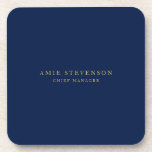 Blue Gold Colors Professional Classical Plain コースター<br><div class="desc">Represent yourself with this modern,  elegant design. This template can be customized to meet all professional occupations.</div>