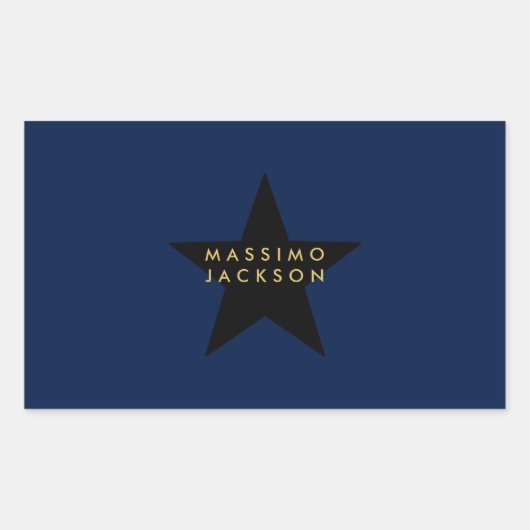 Blue Gold Colors Professional Trendy Black Star 長方形シール (正面)