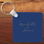 Blue & Gold Colors Professional Trendy Modern Name キーホルダー (正面)