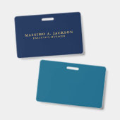 Blue Gold Colors Professional Trendy Modern Plain バッジ (正面&裏面)