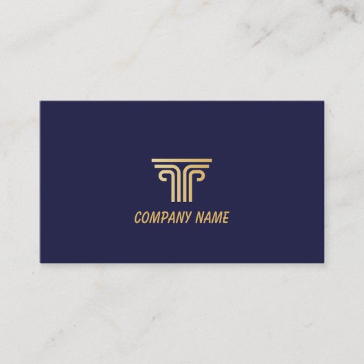 Blue Gold Corporate QR Code Business Card 名刺 (正面)