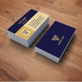 Blue Gold Corporate QR Code Business Card 名刺