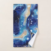 Blue Gold Cosmic Abstract with Swirling Nebula バスタオルセット (ハンドタオル)