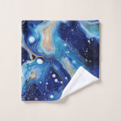 Blue Gold Cosmic Abstract with Swirling Nebula バスタオルセット (ウォッシュタオル)