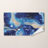 Blue Gold Cosmic Abstract with Swirling Nebula バスタオルセット (ハンドタオル)