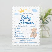 Blue & Gold Crown Baby Shower Invitation for Boy 招待状 (スタンド正面)