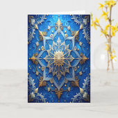 Blue Gold Decorative Holiday Card カード (黄色い花)