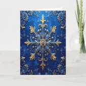 Blue Gold Decorative Holiday Card カード (正面)